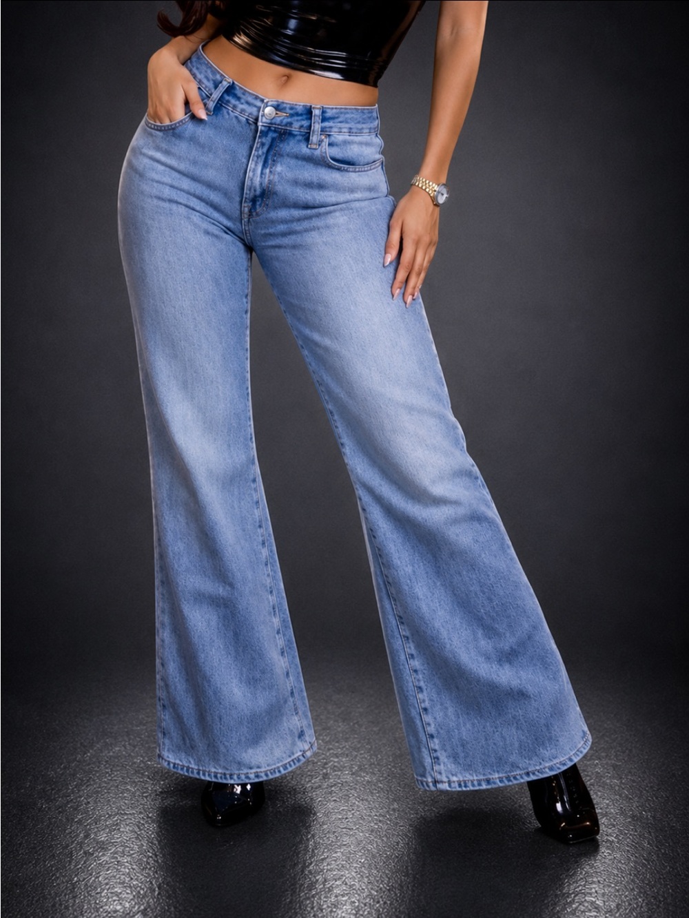 7 For All Mankind 29x28 Ultra HR Jo Wide Leg Stretch Denim Jeans EUC
